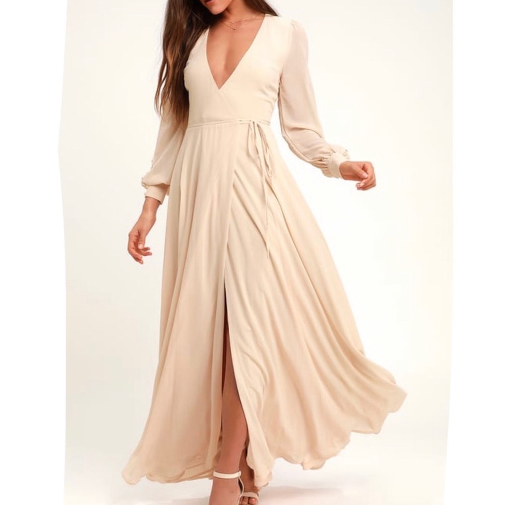 Lulus cream wrap maxi dress